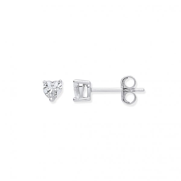 silver heart cz earrings