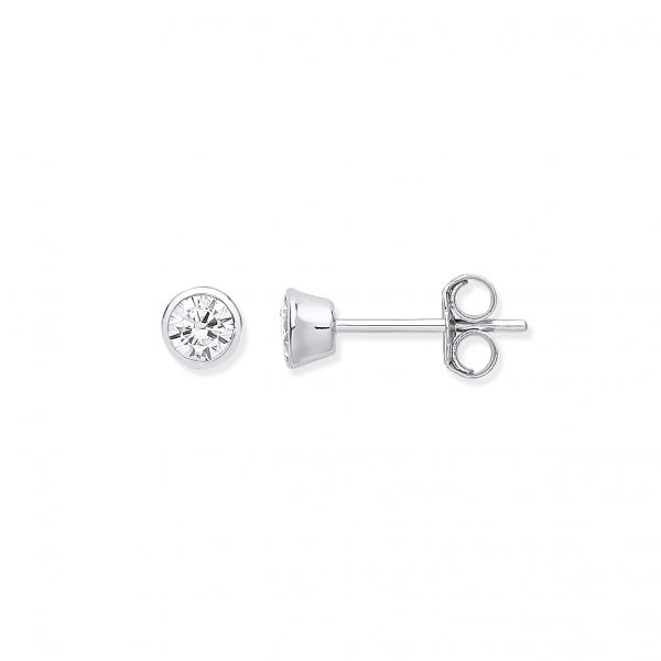 silver rubover earrings