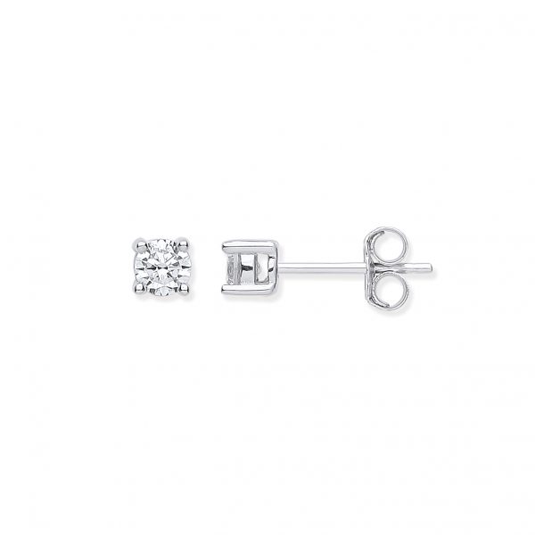 silver 4mm cz earrings