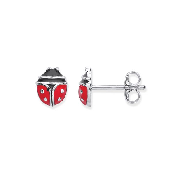 silver ladybird earrings