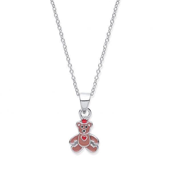 silver teddy pendant and chain