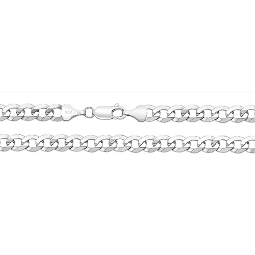 9 carat white gold flat bevelled curb chain