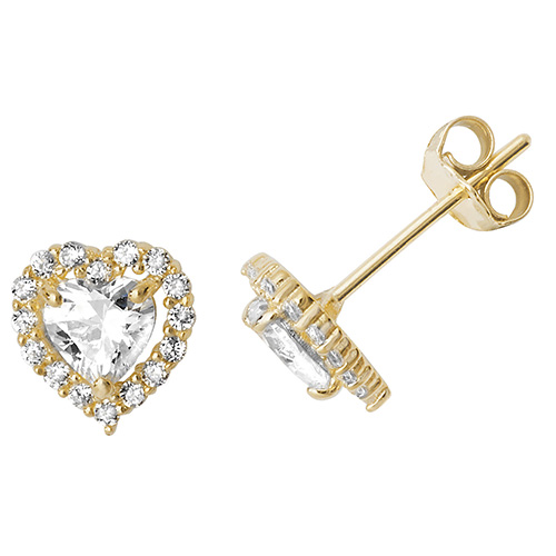 9 carat yellow gold cubic zirconia earrings