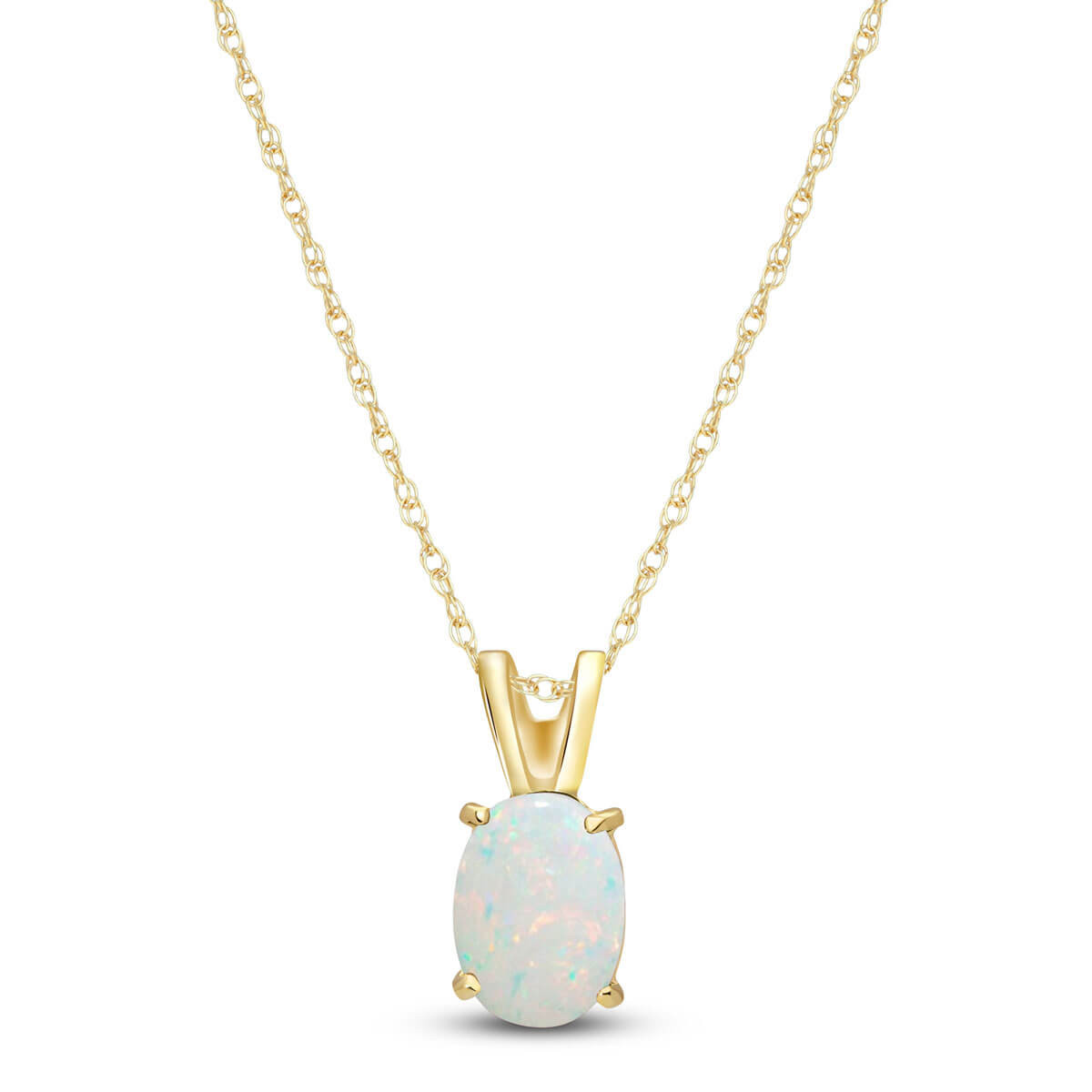 Gold Created Opal Pendant And Chain