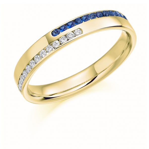 9 carat yellow gold diamond and sapphire eternity