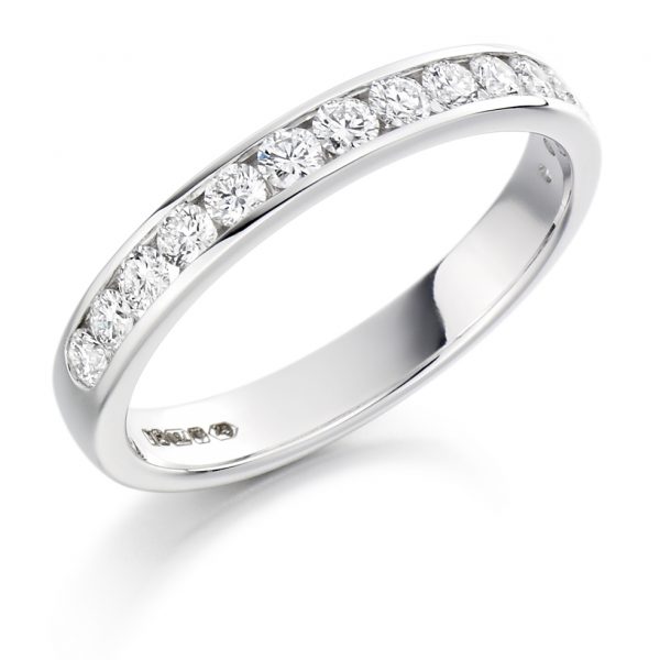 platinum diamond channel set wedding ring