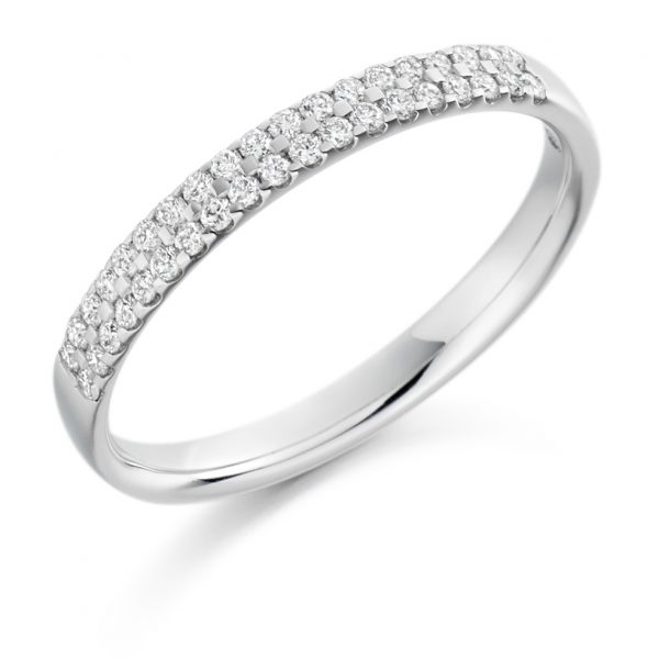 platinum diamond double row wedding ring