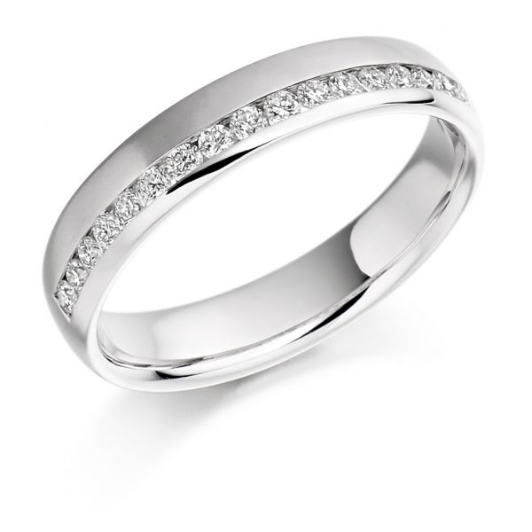 platinum diamond offset wedding ring
