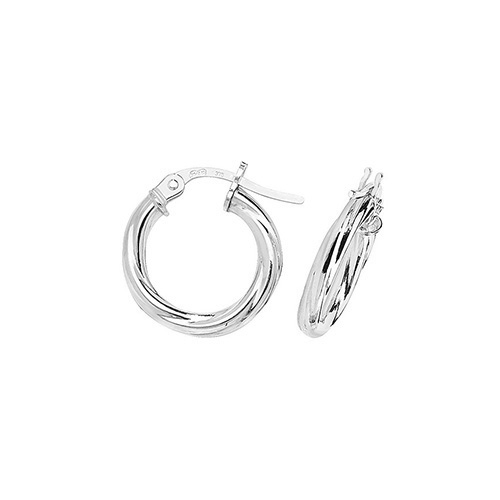 9 carat white gold twist effect hoop earrings