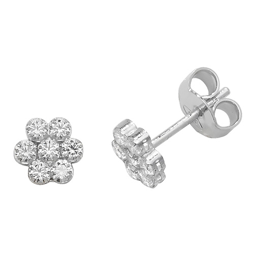 Attractive Sterling Silver Cubic Zirconia Stud Earring