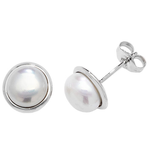 silver freshwater pearl earrings