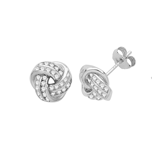 Unique Silver Sterling Cubic Zirconias Stud Earring