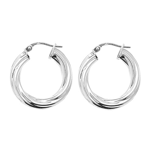 Sterling Silver Twist Hoop Earrings