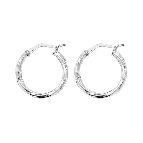 Sterling silver twist hoop earrings 15mm