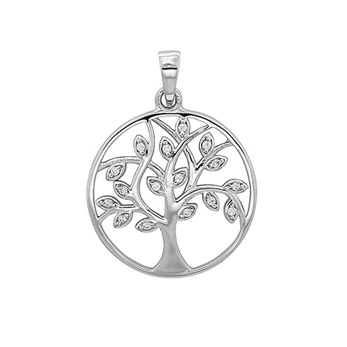 Sterling Silver Tree Of Life CZ Pendant