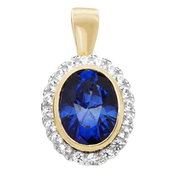 9 carat gold created sapphire pendant