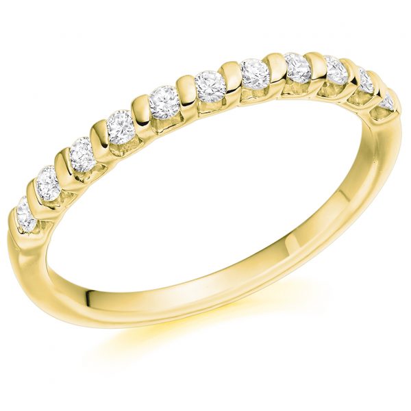 18 carat yellow gold bar set diamond wedding ring