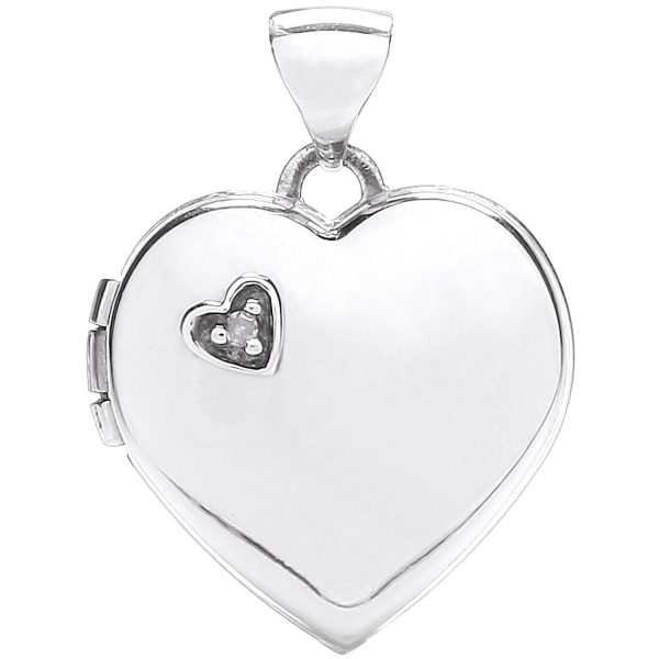 9 carat white gold heart shape locket