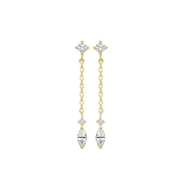 9 carat yellow gold drop cz earrings