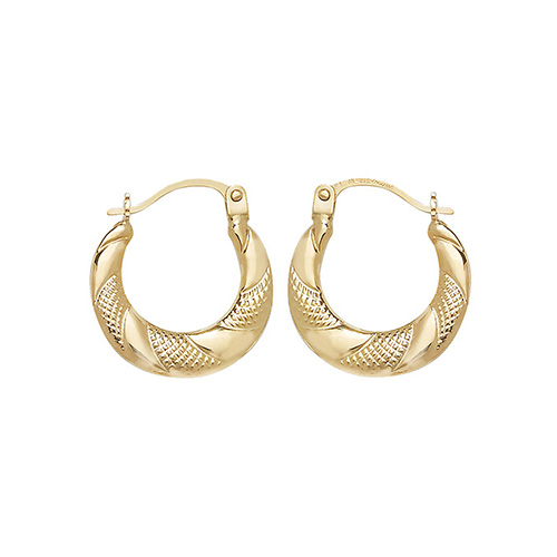 9 carat yellow gold twist design creoles