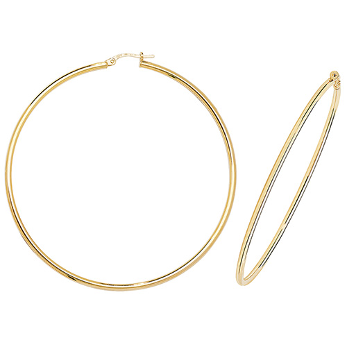 9 carat yellow gold hoop earrings 60mm