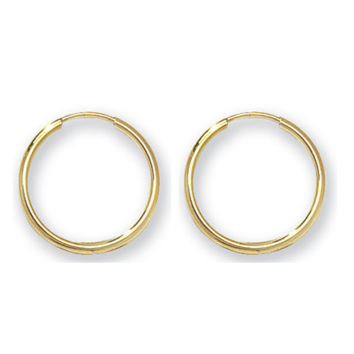 9 carat yellow gold sleepers plain 14mm