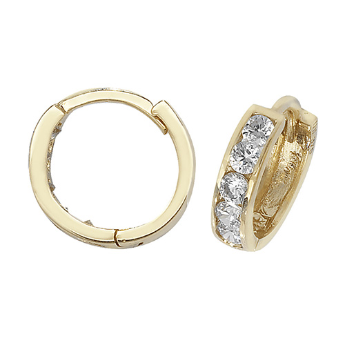 9 carat yellow gold cz huggies