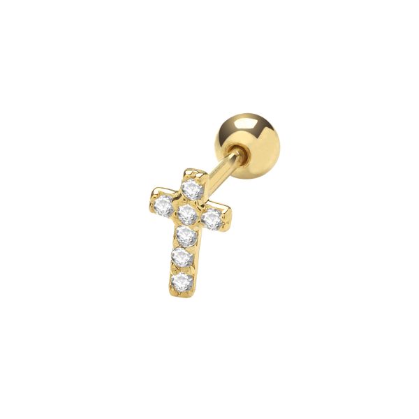 9ct gold cross cartilage earring