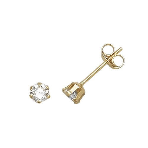 9 carat yellow gold cz stud earrings