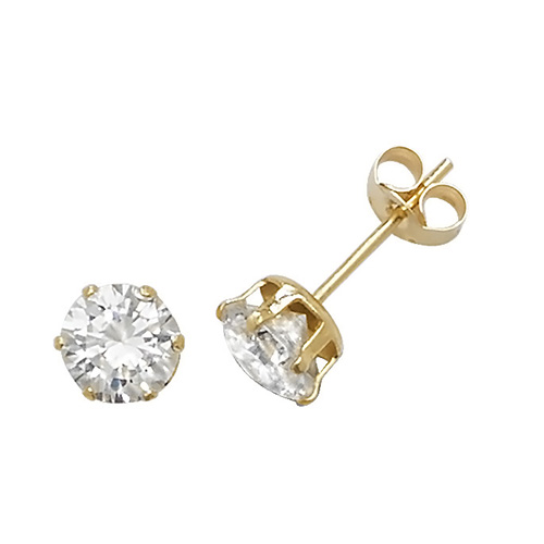 9 CARAT YELLOW GOLD CZ EARRINGS