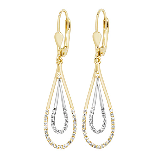 9 carat yellow gold double drop earrings