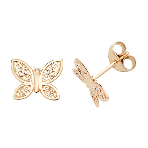 9 carat yellow gold butterfly earrings