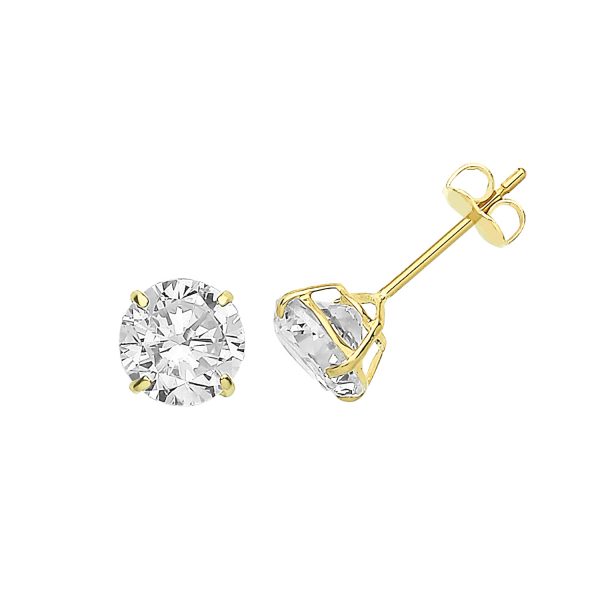 9 carat yellow gold cz earrings