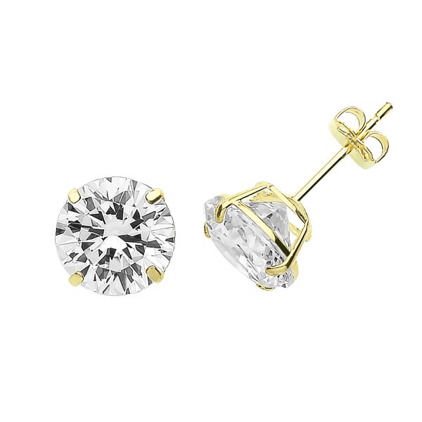 9 carat yellow gold cz stud earrings