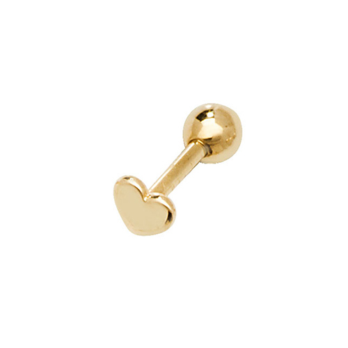 9 carat yellow gold heart cartilage earring