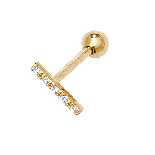 9 carat yellow gold cz bar cartilage earring