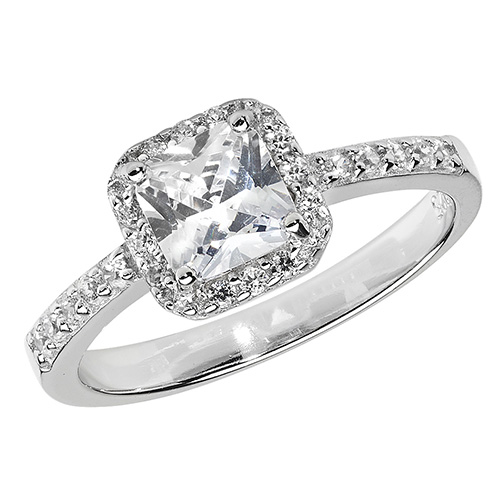 silver fancy cz ring