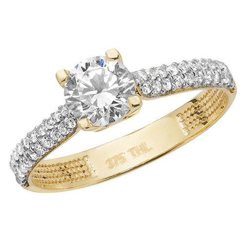 9 carat yellow gold cz solitaire