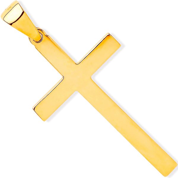 9 carat yellow gold large plain cross pendant