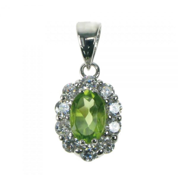 sterling silver peridot cluster pendant