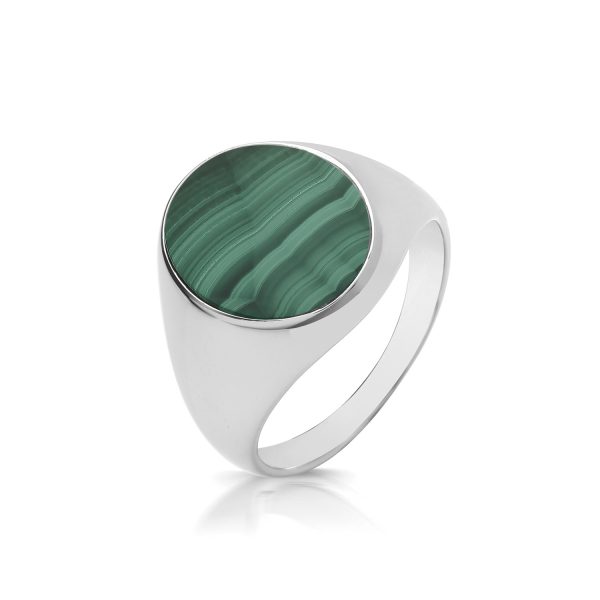 sterling silver malachite oval ring