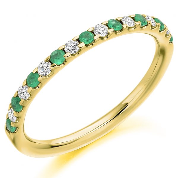 18 carat gold emerald and diamond eternity ring