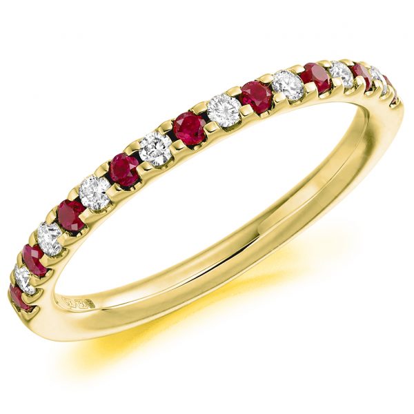 18 carat yellow gold ruby and diamond eternity ring