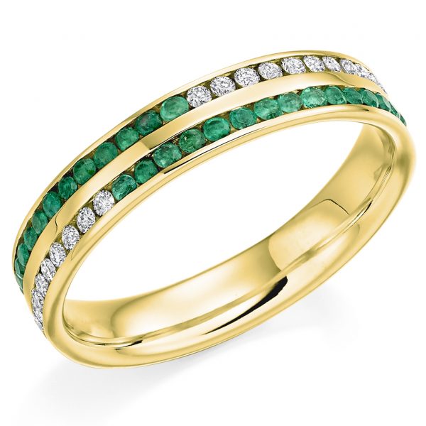 18 carat gold emerald and diamond ring