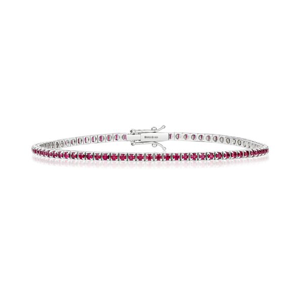 18 carat white gold ruby line bracelet