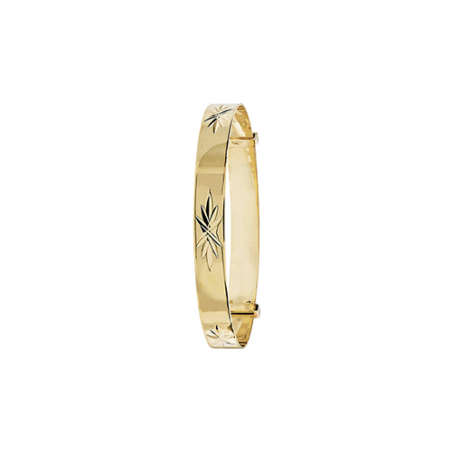 9 carat yellow gold diamond cut expandable baby bangle