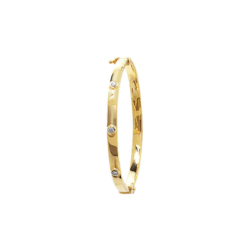 9 carat yellow gold cz set baby bangle