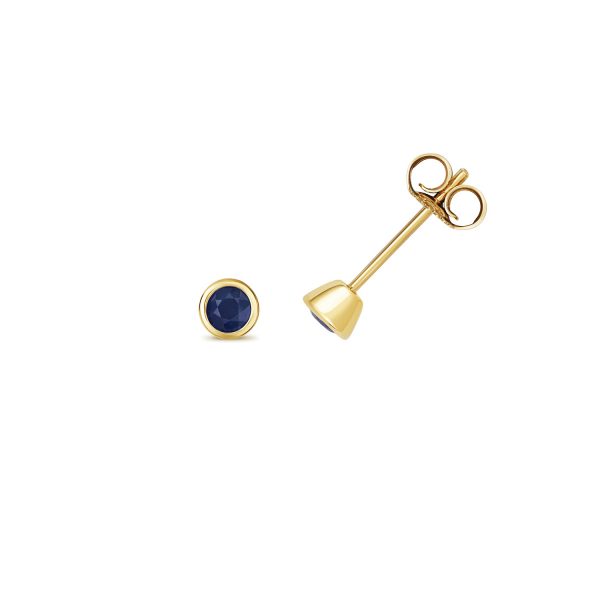 9 carat yellow gold sapphire stud earrings