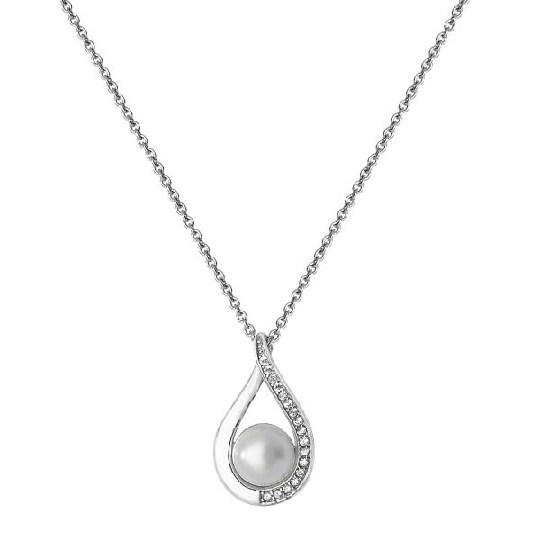 silver pearl pendant and chain