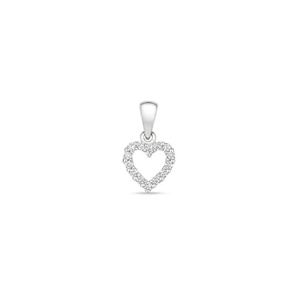 9 carat white gold heart shape diamond pendant